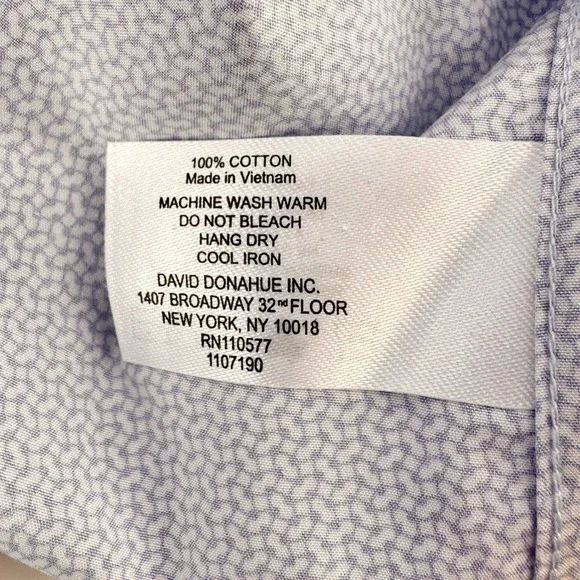 David Donahue Men's Dress Shirt Blue Geometric Pattern 16.5 32/33 100% Cotton - Picture 7 of 12